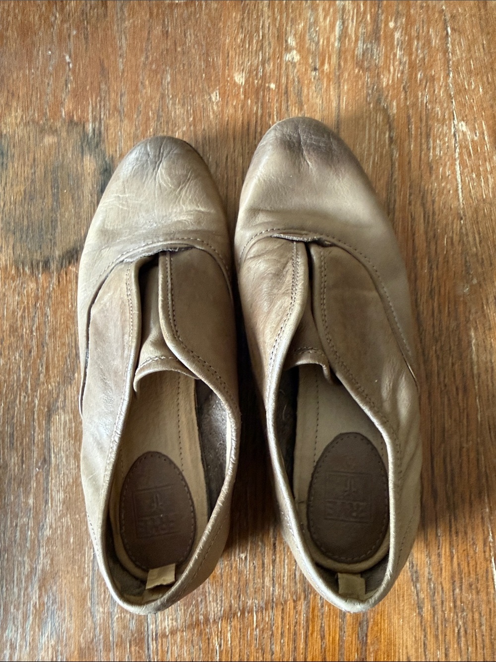 Frye Taupe Leather Slip-On Flats
